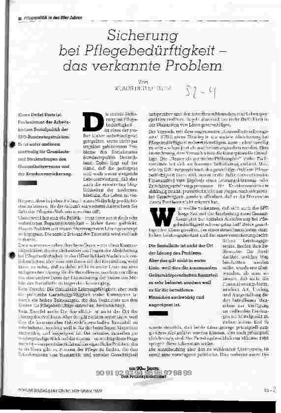 Vorschauseite 1: Sicherung bei Pflegebedürftigkeit - das verkannte Problem