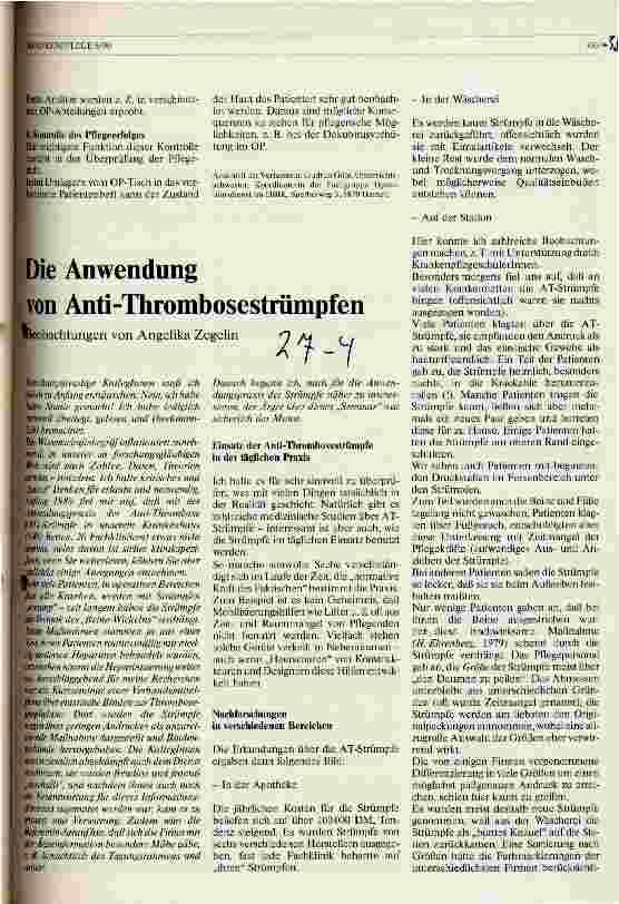 Vorschauseite 1: Die Anwendung von Anti-Thrombosestrümpfen