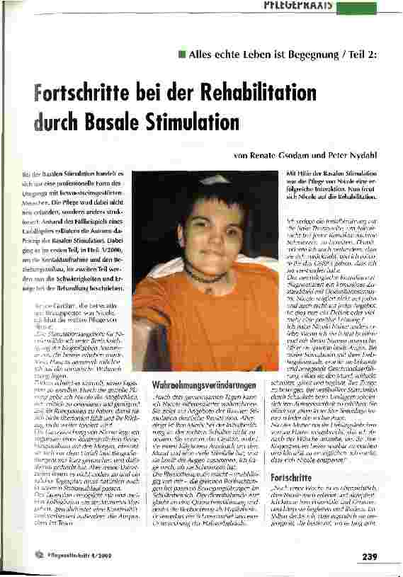 Vorschauseite 1: Fortschritte bei der Rehabilitation durch Basale Stimulation