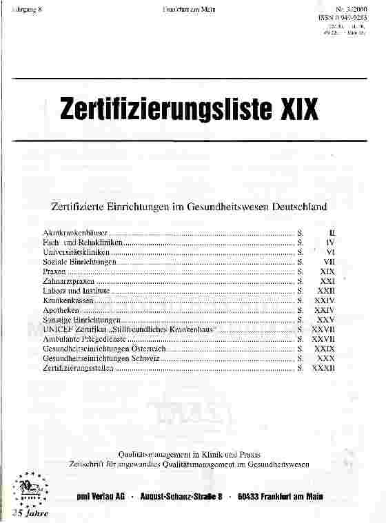 Vorschauseite 1: Zertifizierungsliste XVII
