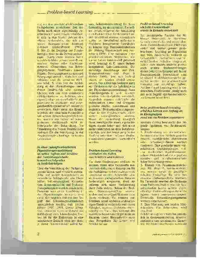 Vorschauseite 2: Problem-based Learning - ein Lehr-Lernkonzeptzur Umsetzung des Neuen Denkmodells in der Physiotherapieausbildung