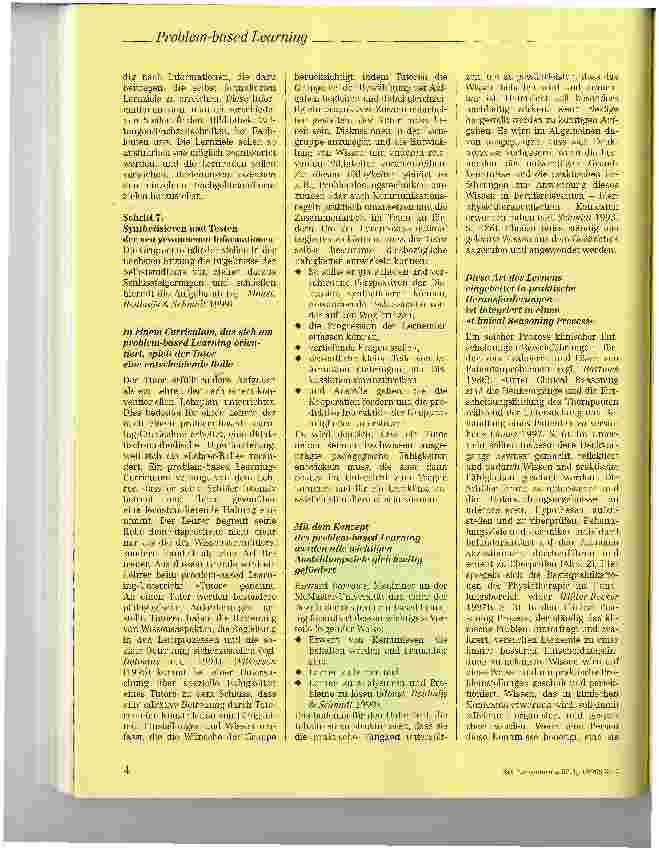 Vorschauseite 4: Problem-based Learning - ein Lehr-Lernkonzeptzur Umsetzung des Neuen Denkmodells in der Physiotherapieausbildung