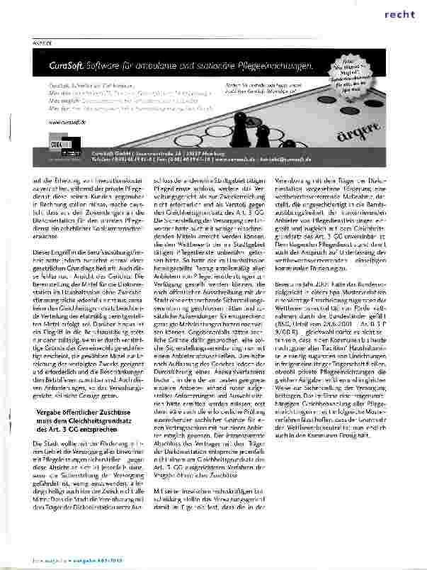 Vorschauseite 2: Auch für Kommunen gilt: Förderung von Pflegeeinrichtungen muss wettbewerbsneutral sein