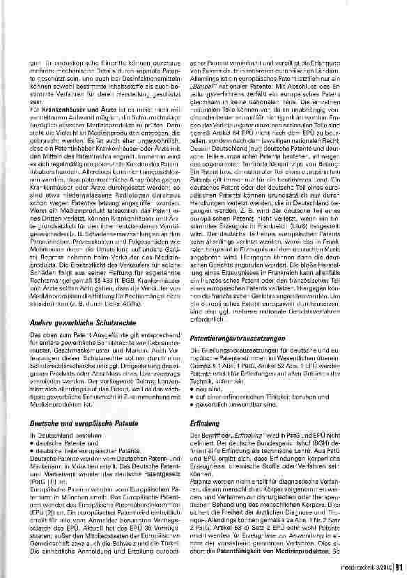 Vorschauseite 2: Medizinprodukte und Patente