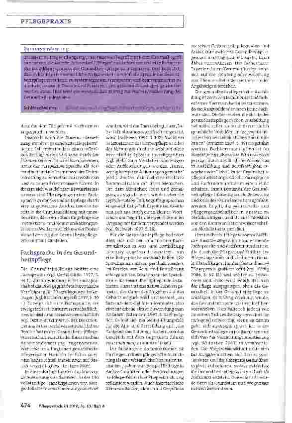 Vorschauseite 3: Überlegungen zur Sprache in der Gesundheitspflege - Teil 2: Ein Beitrag zur Professionalisierung