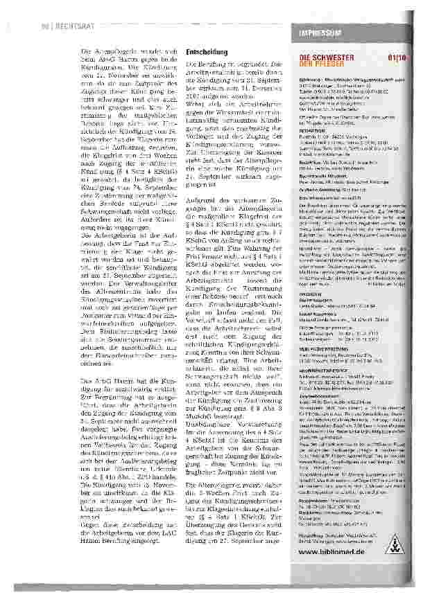 Vorschauseite 2: Kündigung einer schwangeren Pflegekraft wirksam