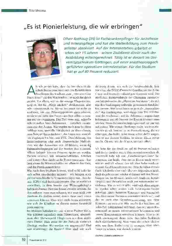 Vorschauseite 1: Es ist Pionierleistung, die wir erbringen