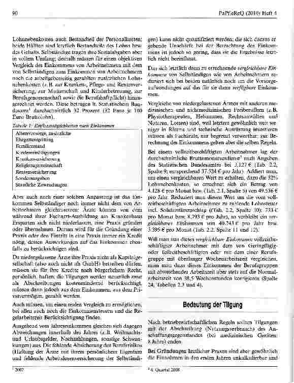Vorschauseite 4: Das Einkommen niedergelassener Arzte