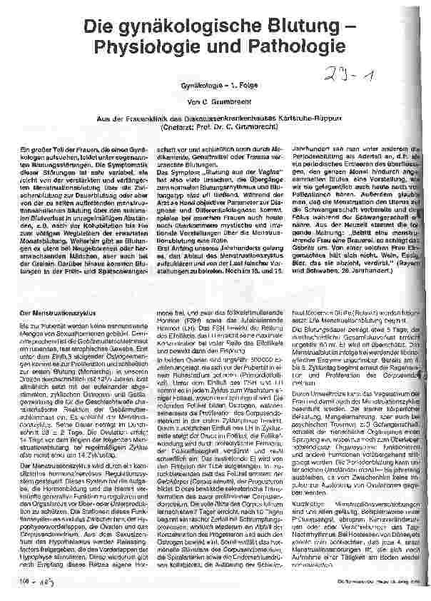 Vorschauseite 1: Die gynäkologische Blutung - Physiologie und Pathologie