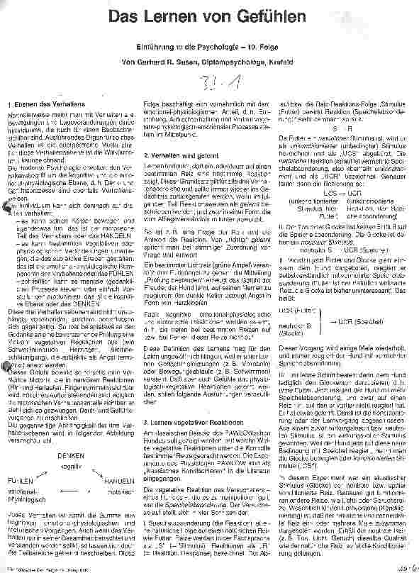 Vorschauseite 1: Das Lernen von Gefühlen Einführung in die Psychologie - 10 Folge