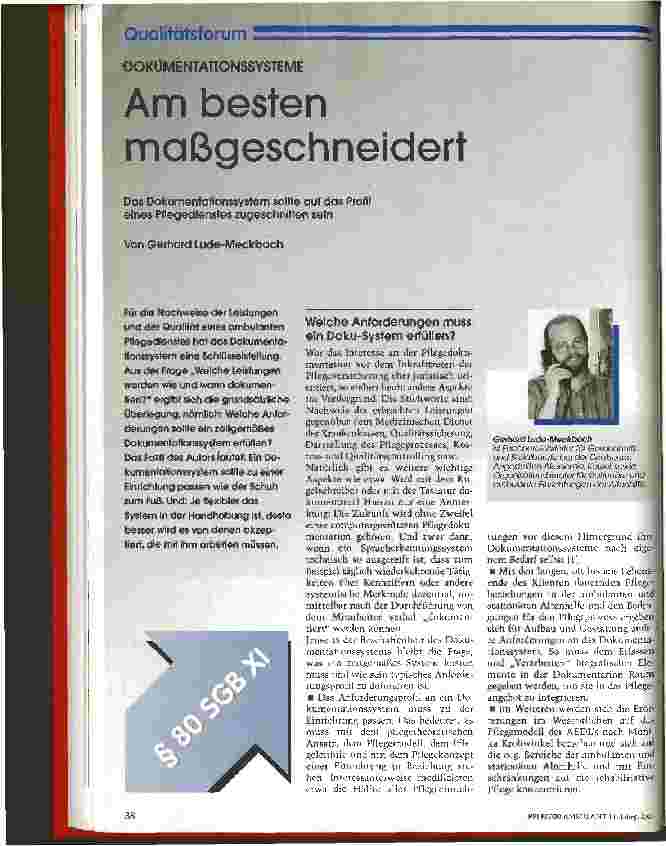 Vorschauseite 1: Am besten maßgeschneidert Das Dokumentationssystem sollte auf das Profil eines Pflegedienstes zugeschnitten sein