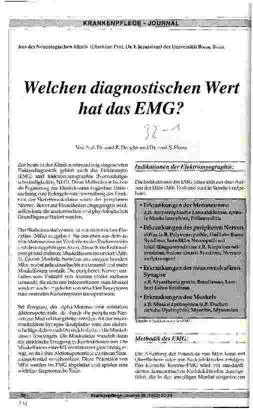 Vorschauseite 1: Welchen diagnostischen Wert hat das EMG?