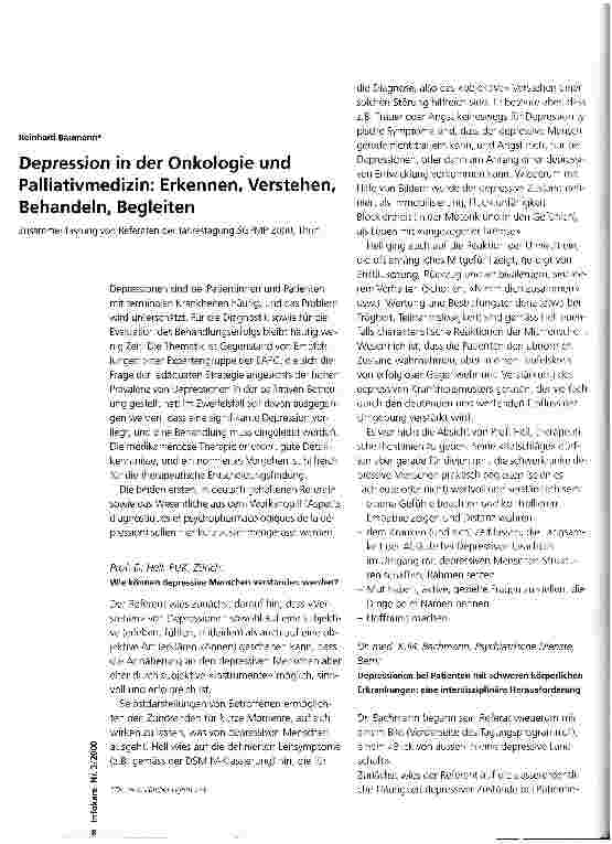 Vorschauseite 1: Depression in der Onkologie und Palliativmedizin: Erkennen, Verstehen, Behandeln, Begleiten