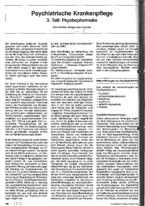 Vorschauseite 1: Psychiatrische Krankenpflege 3. Teil: Psychopharmaka