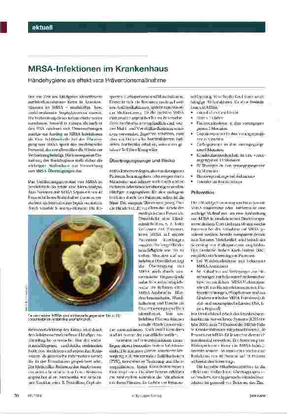 Vorschauseite 1: MRSA-Infektionen im Krankenhaus