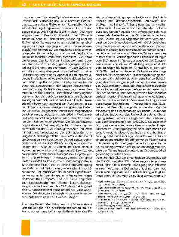 Vorschauseite 5: Inhalt und Grenzen der Aufklärung aus der Sicht der Rechtsprechung des Bundesgerichtshofes