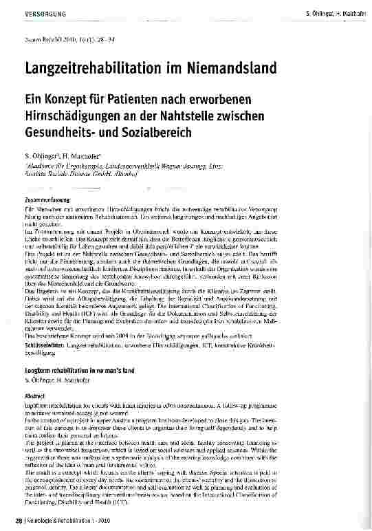 Vorschauseite 1: Langzeitrehabilitation im Niemandsland
