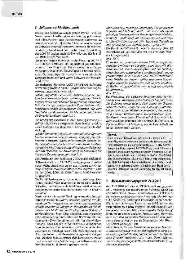 Vorschauseite 3: Software als Medizinprodukt MDD 2007/47/EG