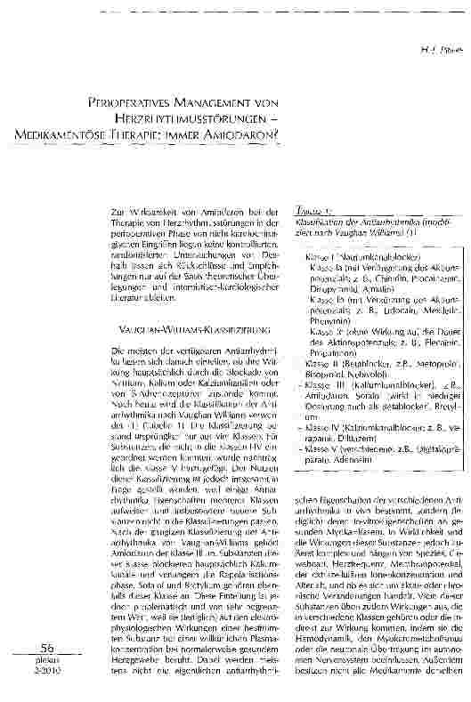 Vorschauseite 1: PERIOPERATIVES MANAGEMENT VON HERZRHYTHMUSSTÖRUNGEN - MEDIKAMENTÖSE THERAPIE: IMMER AMIODARON?