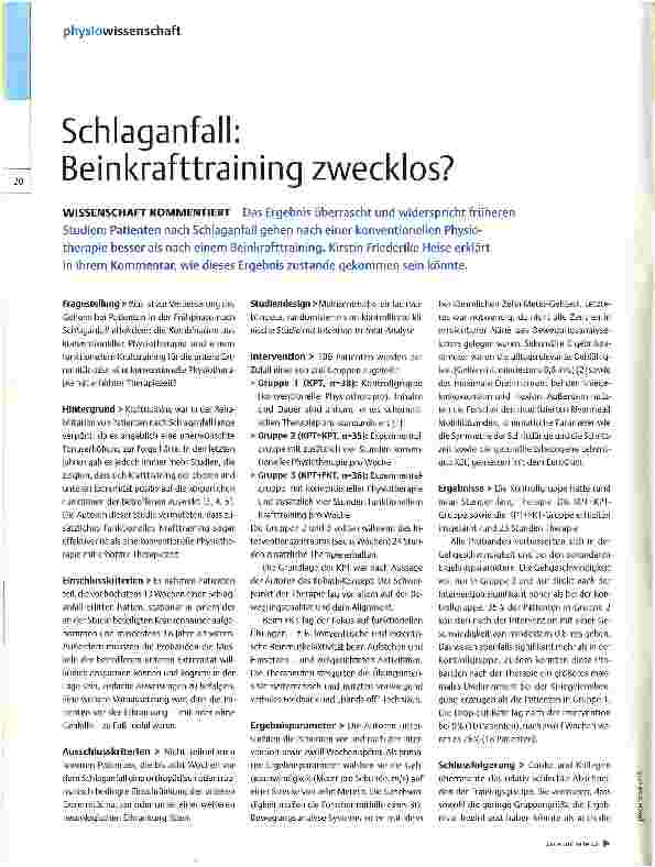 Vorschauseite 1: Schlaganfall: Beinkrafttraining zwecklos?