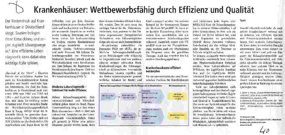 Vorschauseite 1: Krankenhäuser: Wettbewerbsfähig durch Effizienz und Qualität