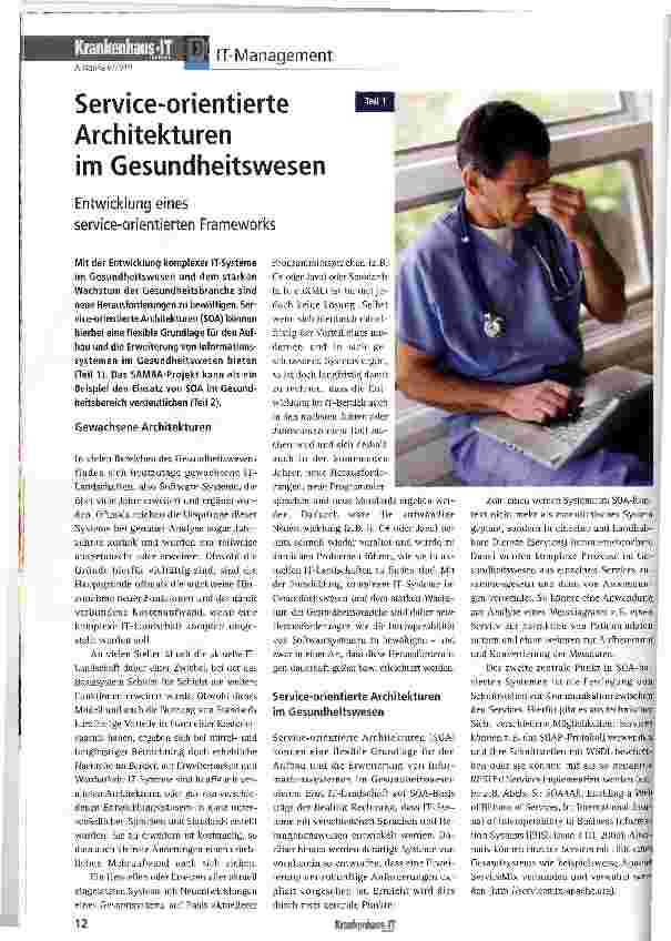 Vorschauseite 1: Service-orientierte Architekturen im Gesundheitswesen