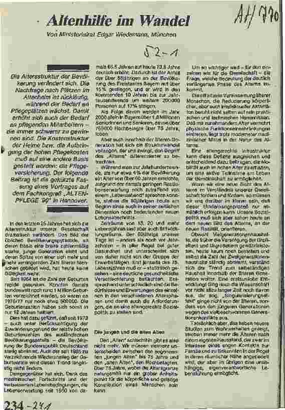 Vorschauseite 1: Altenhilfe im Wandel