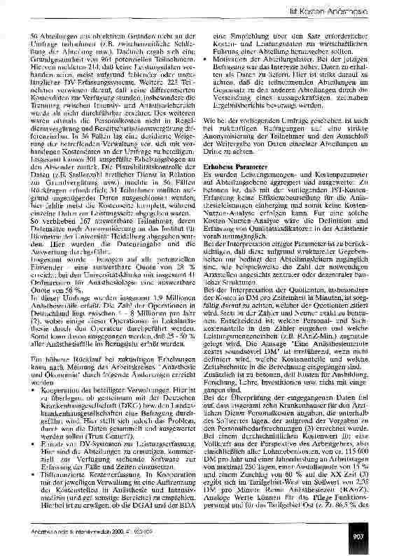 Vorschauseite 5: Erfassung der IST-Kosten der Anästhesieabteilungen in Deutschland Bezugsjahr 1998