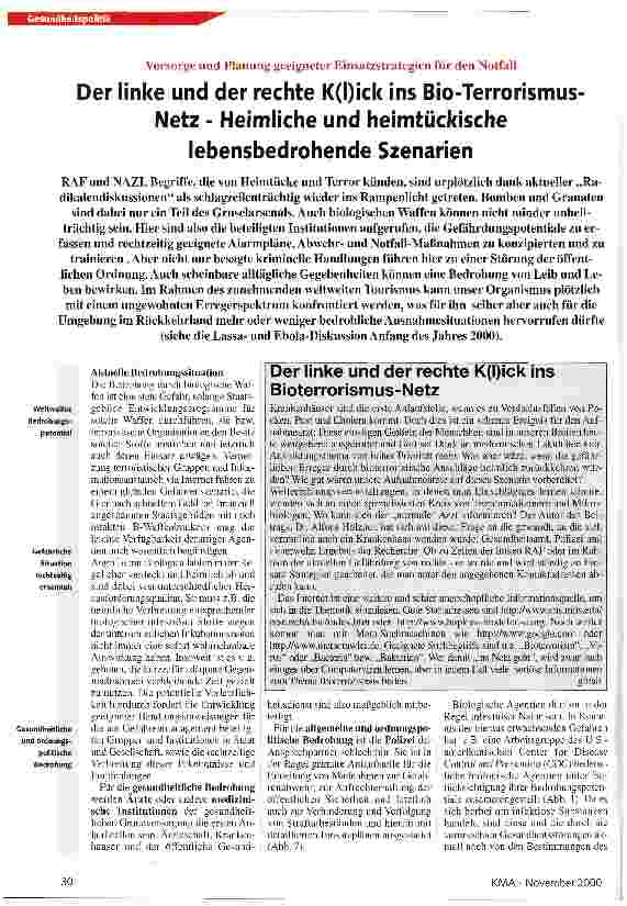 Vorschauseite 1: Der linke und der rechte K(l)ick ins Bio-Terrorismus-Netz Heimliche und heimtückische lebensbedrohende Szenarien