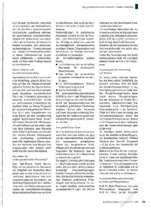 Vorschauseite 2: Der geriatrische Patient im Fokus der klinischen Pharmazie