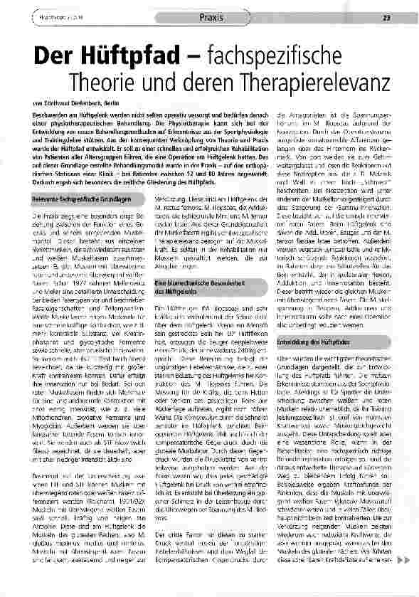 Vorschauseite 1: Der Hüftpfad - fachspezifische Theorie und deren Therapierelevanz