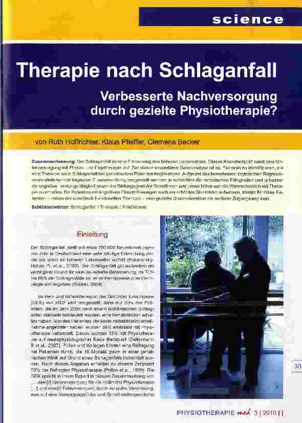 Vorschauseite 1: Therapie nach SchlaganfallVerbesserte Nachversorgung durch gezielte Physiotherapie?