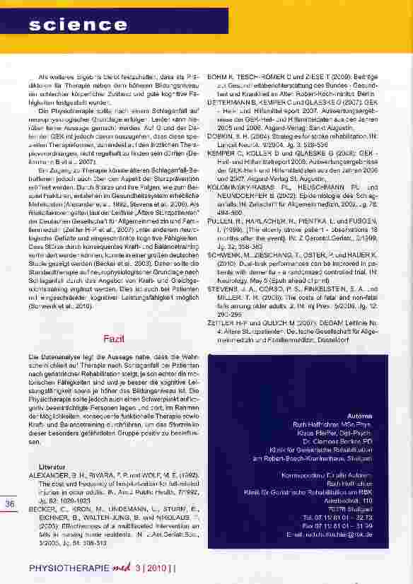 Vorschauseite 4: Therapie nach SchlaganfallVerbesserte Nachversorgung durch gezielte Physiotherapie?