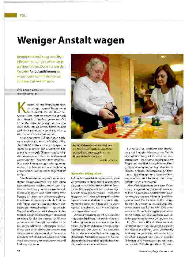 Vorschauseite 1: Weniger Anstalt wagen