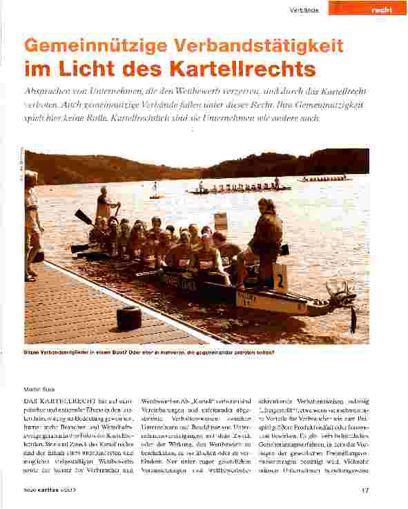 Vorschauseite 1: Gemeinnützige Verbandstätigkeit im Licht des Kartellrechts
