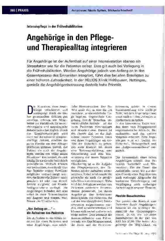Vorschauseite 1: Angehörige in den Pflege-und Therapiealltag integrieren