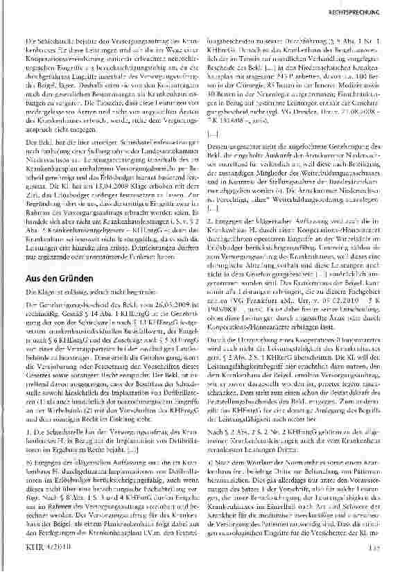 Vorschauseite 2: Leistungserbringung im Krankenhaus durch Honorarärzte zulässig§§ 5, 6, 8 Abs. l, 14 Abs. l KHEntgG, ÄWBO ND