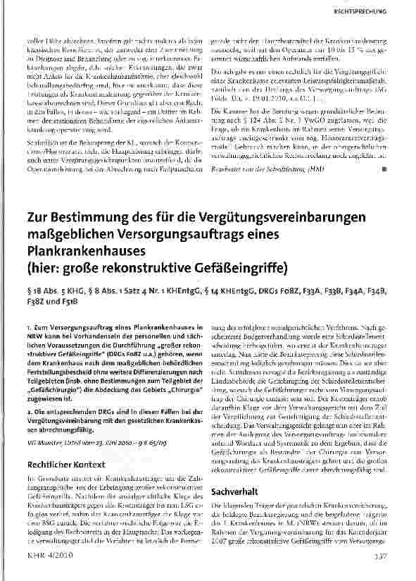 Vorschauseite 4: Leistungserbringung im Krankenhaus durch Honorarärzte zulässig§§ 5, 6, 8 Abs. l, 14 Abs. l KHEntgG, ÄWBO ND
