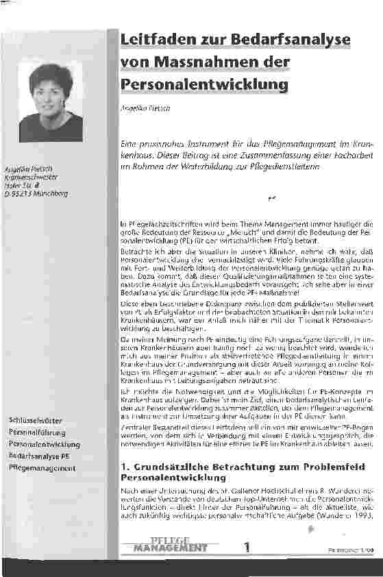 Vorschauseite 1: Leitfaden zur Bedarfsanalyse von Massnahmen der Personalentwicklung
