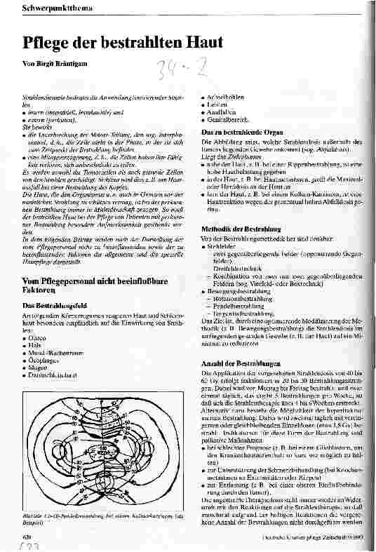 Vorschauseite 1: Pflege der bestrahlten Haut