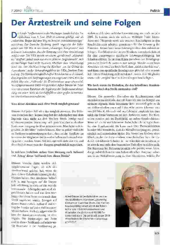 Vorschauseite 1: Der Ärztestreik und seine Folgen