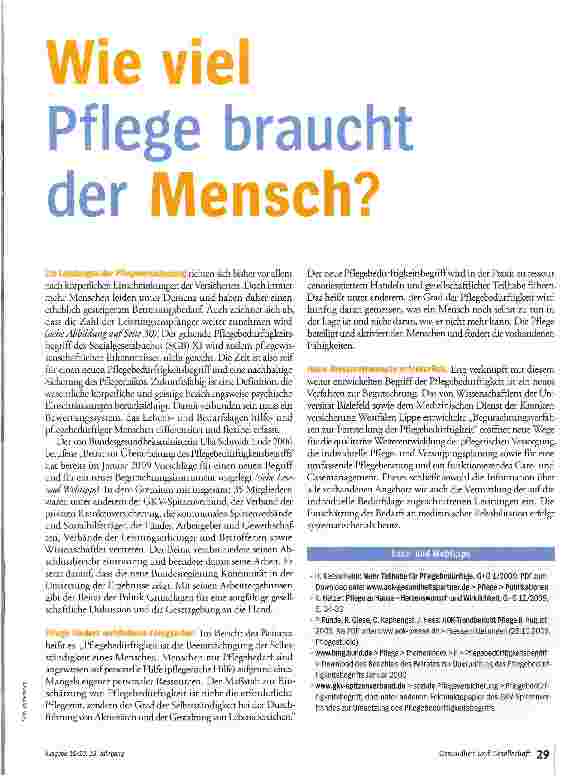 Vorschauseite 1: Wie viel Pflege braucht der Mensch?