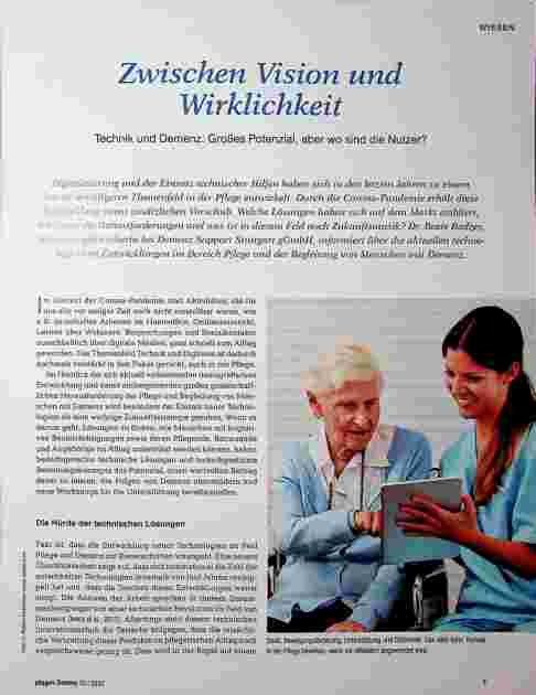 Vorschauseite 1: Zwischen Vision und Wirklichkeit: Technik und Demenz - Großes Potenzial, aber wo sind die Nutzer?