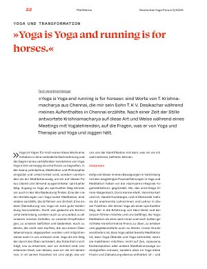 Vorschauseite 1: Yoga und transformation »Yoga is Yoga and running is for horses. «