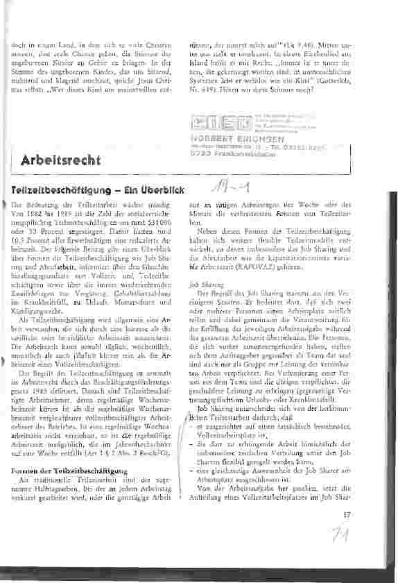 Vorschauseite 1: Teilzeitbeschäftigung - ein Überblick