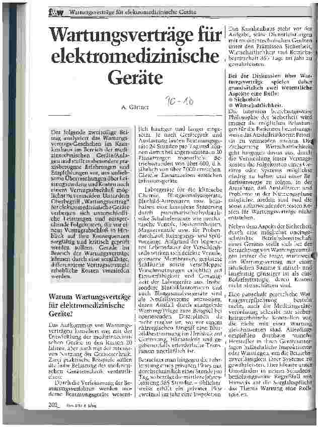 Vorschauseite 1: Wartungsverträge für elektromedizinische Geräte