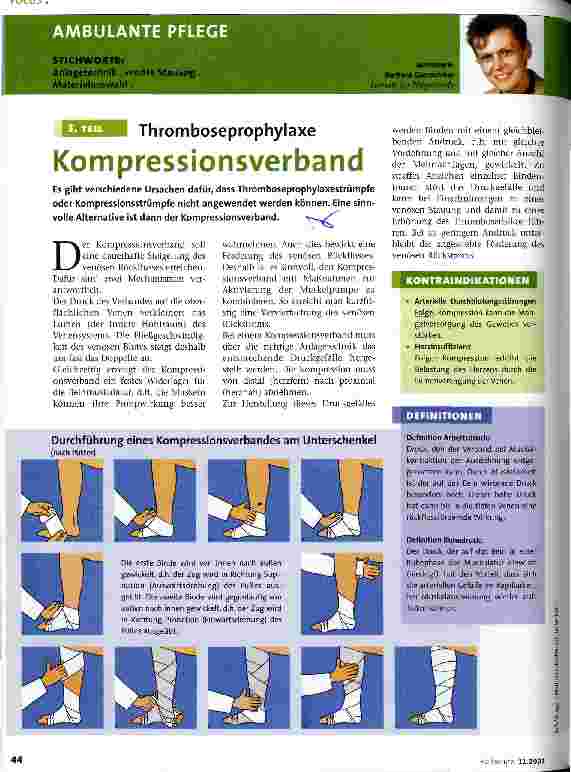 Vorschauseite 1: Thromboseprophylaxe 3. Teil: Kompressionsverband