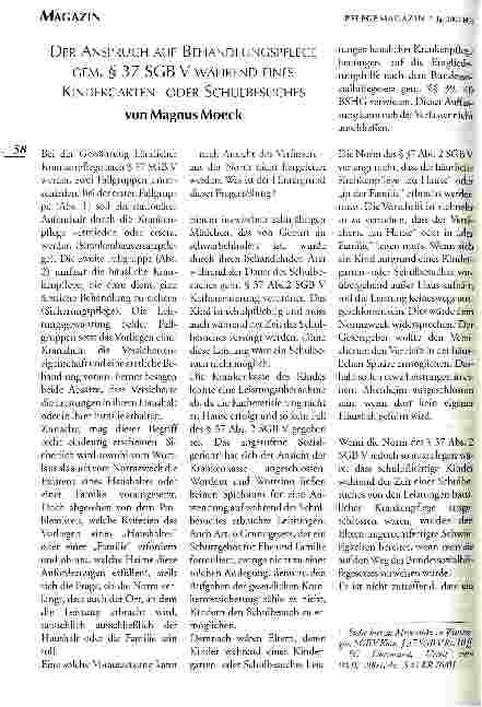 Vorschauseite 1: Der Anspruch auf Behandlungspflege gem. § 37 SGB V während eines Kindergartenoder Schullbesuches