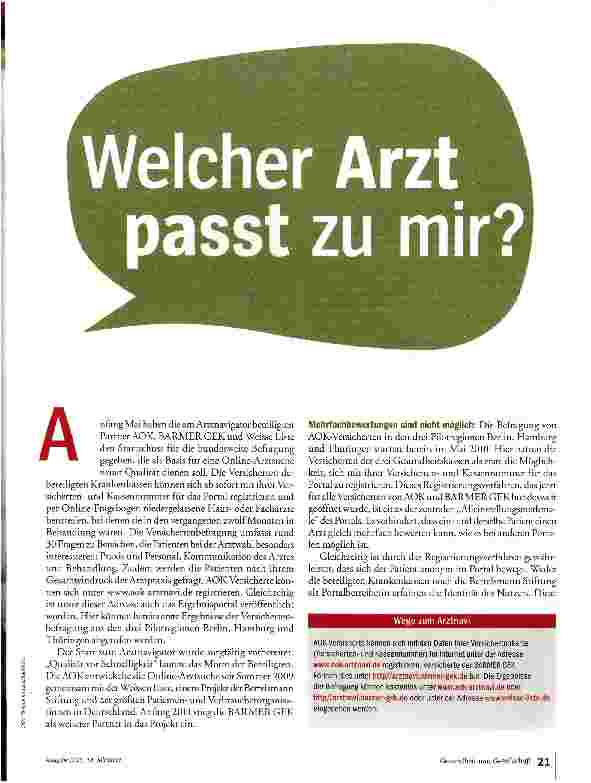 Vorschauseite 2: Welcher Arzt paßt zu mir?