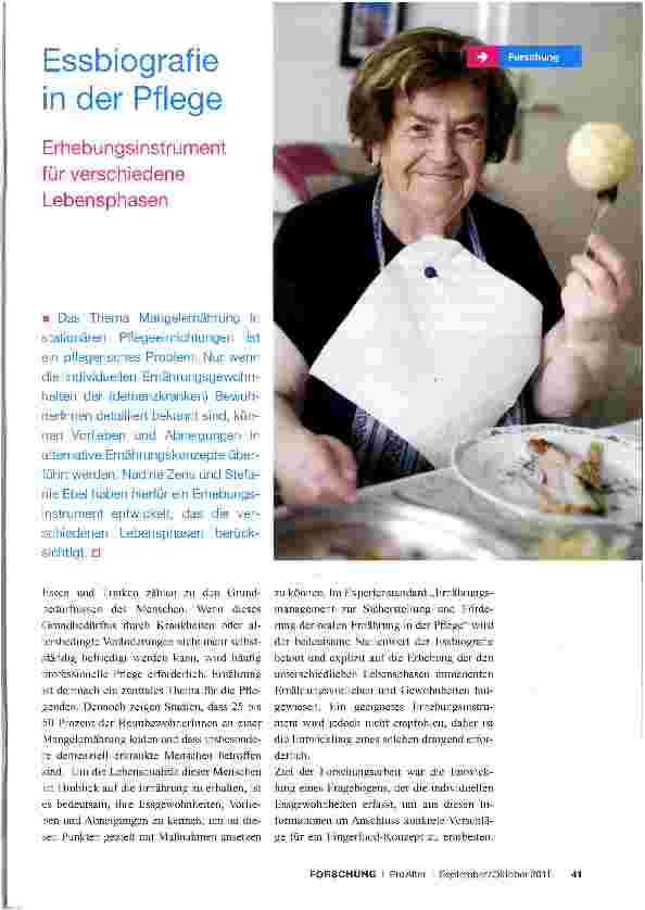 Vorschauseite 1: Essbiografie in der Pflege